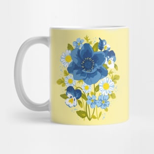 Bouquet (Anemone, pansies, chamomile and forget-me-not) Mug